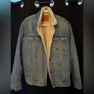 Large Levi Sherpa Trucker Jean Jacket